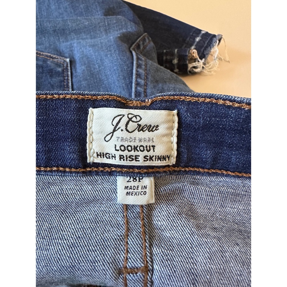 J. Crew Lookout High Rise Skinny Distressed Jeans | Size 28 Petite - Picture 4 of 8